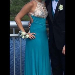 Teal blue prom dress